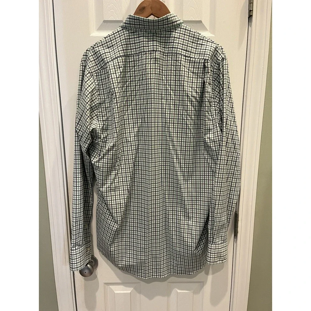 Polo Ralph Lauren Performance Men Large Blue Green‎ Tattersall Check Pony Oxford